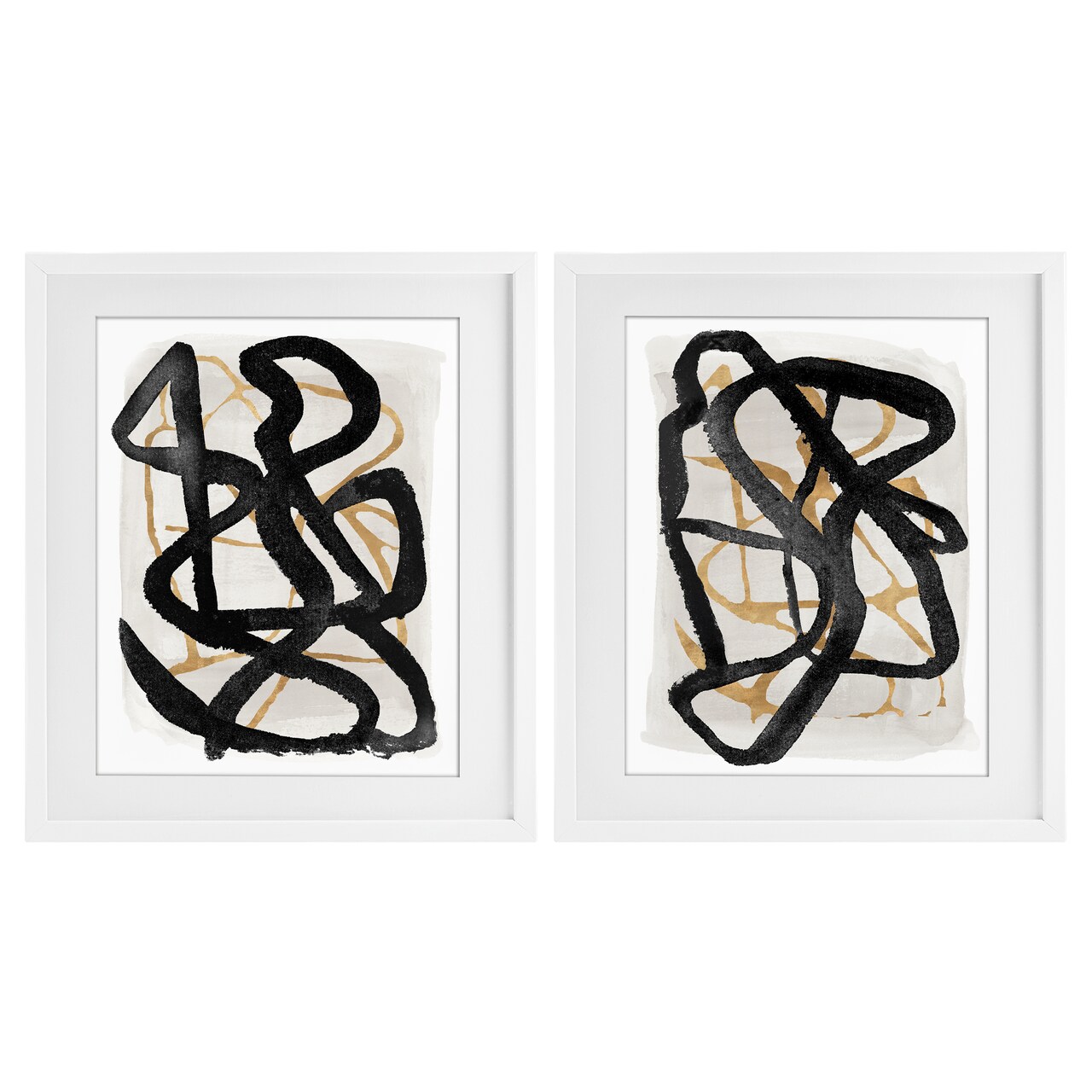 Stupell Industries Contemporary Hindsight Squiggles 2pc Framed Print Under Glass Set, design by Lucille Price
